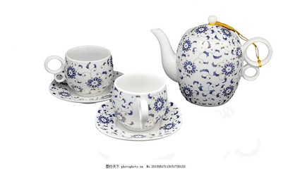 中国风蓝色花纹茶具产品实物